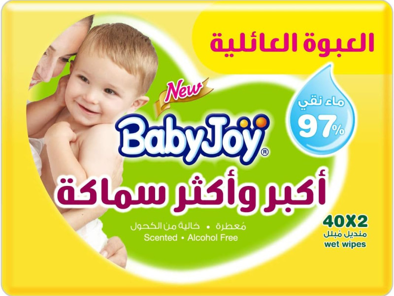 بيبى جوى مناديل كبيرة و سميكة 2*40 حزمة من 6 بيبى جوى مناديل كبيرة و سميكة 2*40 حزمة من 6