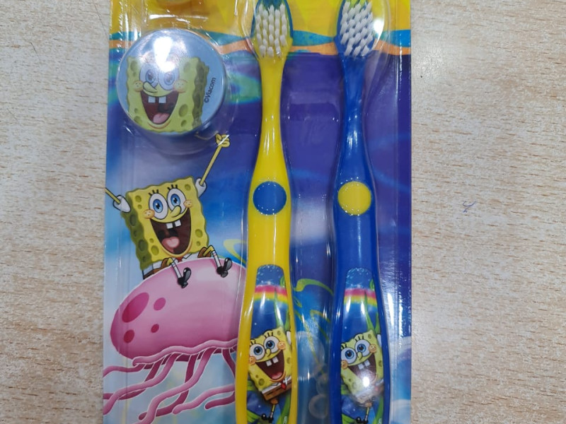SPONGEBOB 2542 TWO BRUSH COVER AND BASE SPONGEBOB 2542 TWO BRUSH COVER AND BASE